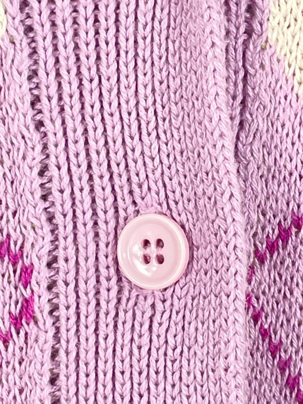 STR Argyle Button Front Sweater Vest Lavender Green Preppy Y2K S Made Turkey - Picture 6 of 9